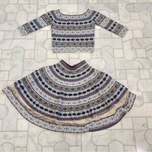 Alexander McQueen Blue and Cream Patterned Top